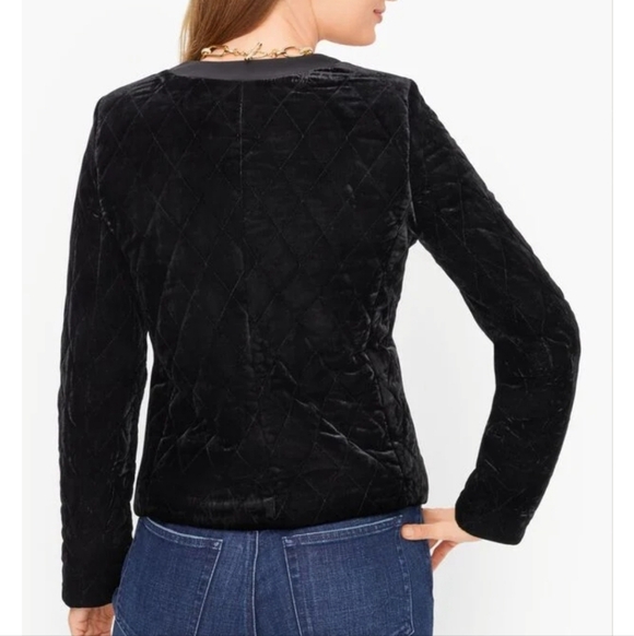 Talbots Black Quilted Velvet Jacket with Gold Buttons, size XL - Picture 15 of 16